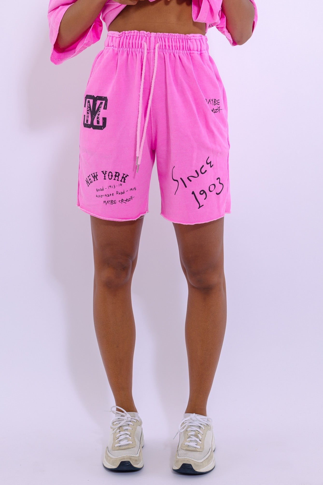 New York MC New Logo Shorts - Elastic Waist, Contemporary Graphic Design, Made in Korea, 100% Cotton