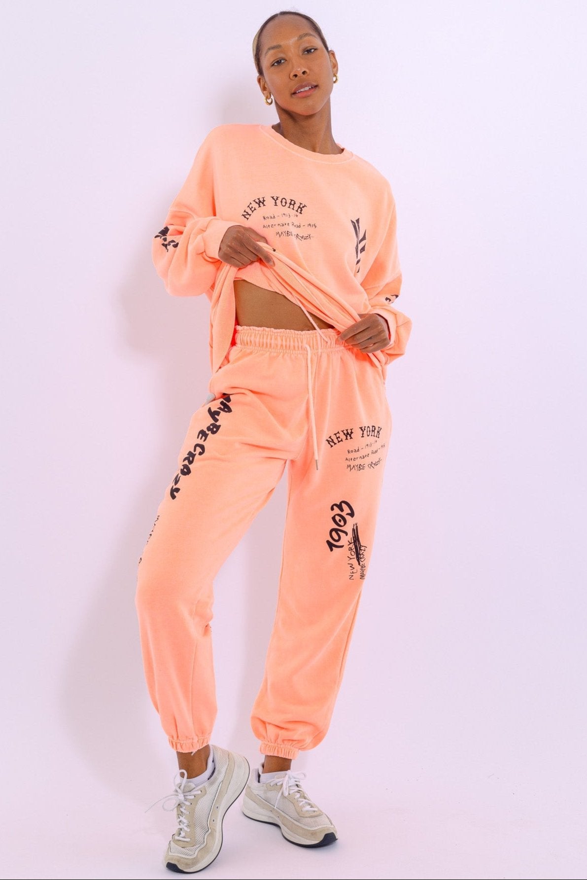 New York Sweatpants - Screenprint Graphics, Elastic Waist, Made in Korea, 100% Cotton