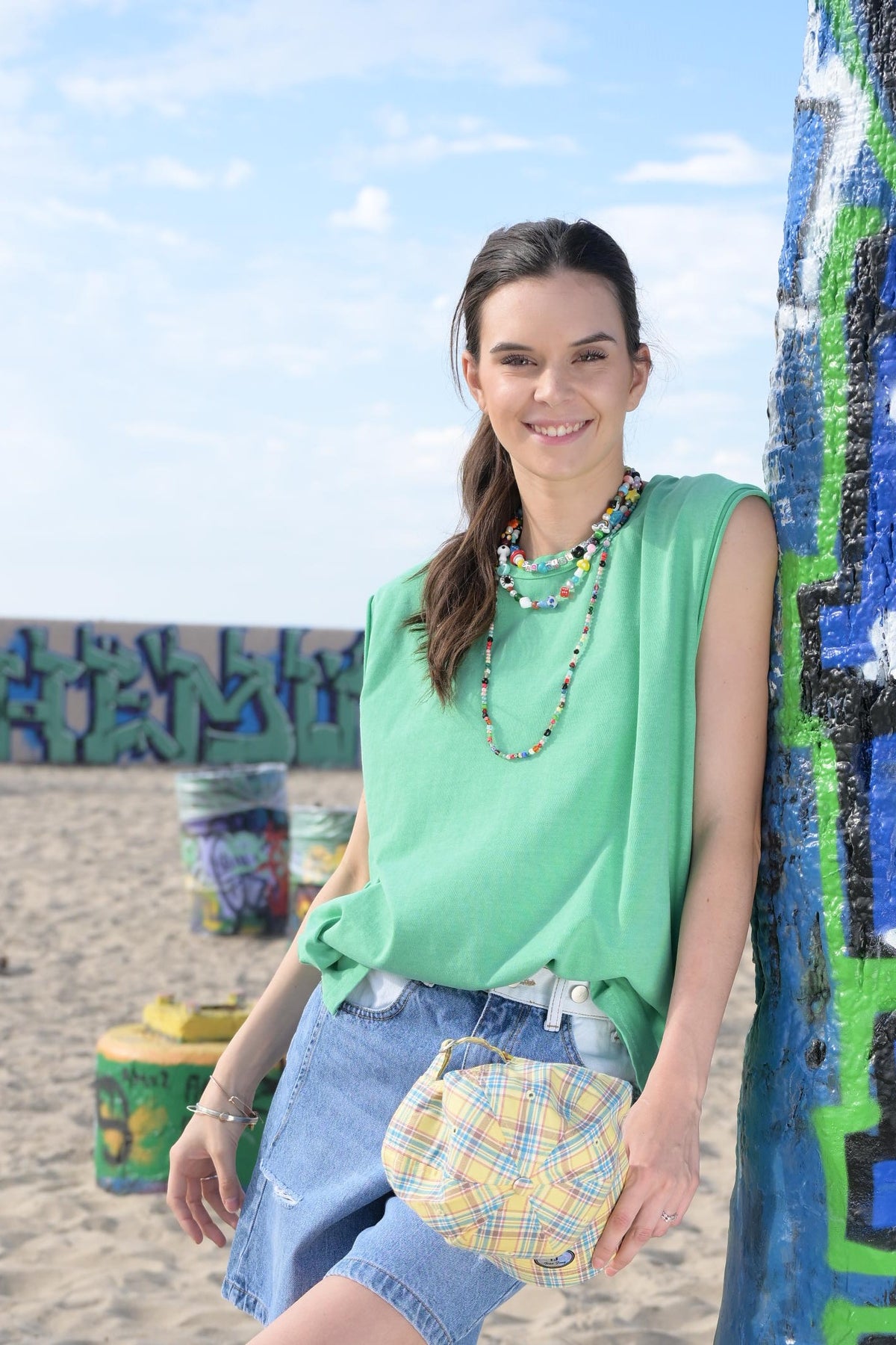 Wide-cut Green Vest